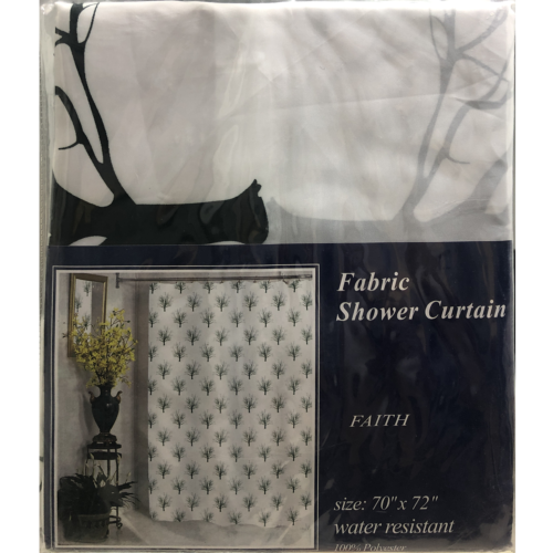 Faith Water Resistant Fabric Shower Curtain by Carnation Home - £11.86 GBP