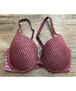 Victoria&#39;s Secret Pink Womens Size 34D Maroon Striped Uplift Semi Semi Bra - £11.52 GBP