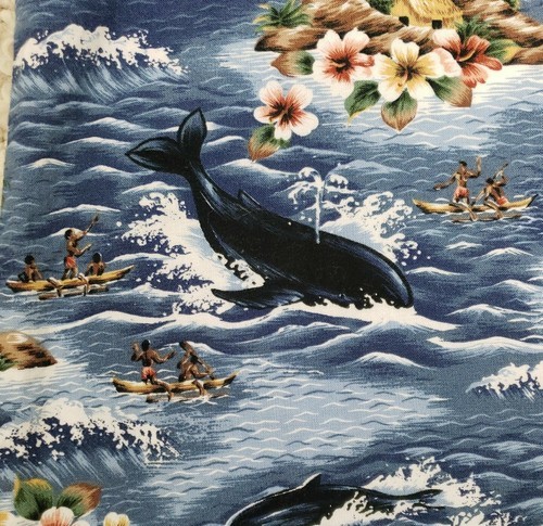 RJC Hawaiian Shirt Mens 4XL Blue Frolicking Dolphins Aloha Outrigger Palm Hut Item image 4