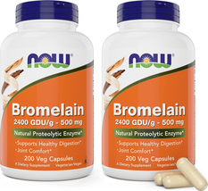 NOW Bromelain 500 Mg, 200 Veg Capsules (Pack of 2) Supplement - Non-Gmo, Vegan 5 - £133.67 GBP