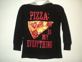 Gymboree Boy&#39;s Size 4 Hoodie &quot;Pizza Is My Everything&quot; Black Long Sleeves - $12.19