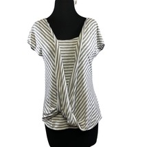 Studio M Womens Size Medium Twist Front Rayon Blend Striped Tunic Top - £8.83 GBP