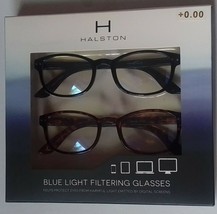 Brand NEW Halston blue Light Glasses 2 Pack Black, Brown + 0.00 Eye Protection - £21.23 GBP