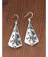 Vtg Signed Jezlaine .925 Sterling Silver Filigree Scroll Earrings Gift - $34.95