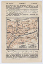 1913 Original Antique City Map Of Pforzheim / BADEN-WÜRTTEMBERG / Germany - $24.46