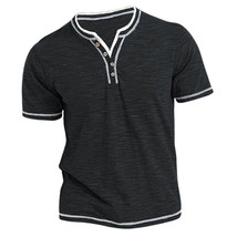 Men Casual Shirts Open Collar Half V Neck Casual Soft Button Tops T-shir... - £29.33 GBP