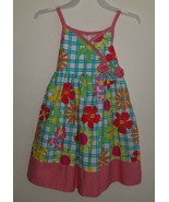 Marmellata Floral Toddler Girl Dress 4T Blue Plaid Red Yellow Pink Green... - £10.86 GBP