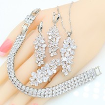 Blue White Stones Jewelry Sets for Women Bracelet Earrings Necklace Pendant Ring - £30.58 GBP