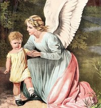 The Pathway Of Life Angel 1888 Victorian Religious Lithograph Rare Print DWT4A - £47.20 GBP