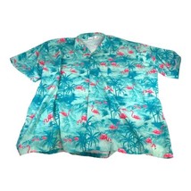 Flamingo Palm Tropical Hawaiian Button Down Shirt Size 4XL Mens Camp Shi... - £16.00 GBP