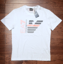Emporio Armani EA7 $125 Men&#39;s Signature Crew Neck White Cotton T-Shirt Tee XL - £47.28 GBP