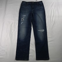 NEW Gloria Vanderbilt 12 Amanda Classic Taper Dark Destroyed Denim Womens Jeans - £12.73 GBP