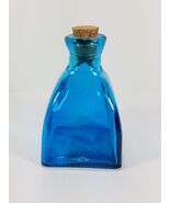 Blue / Teal Colored Glass Square Bud Vase H 4.25 in Vintage Style Apothe... - $16.50