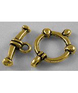 Gold Toggle Clasps for Jewelry Making Antiqued Findings Lot Circle 12 sets - $2.58 CAD