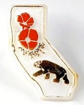 VTG California Bear Poppy Pin State Outline Map Flower Animal Travel Sou... - €8,62 EUR