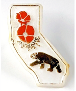 VTG California Bear Poppy Pin State Outline Map Flower Animal Travel Sou... - $182.59 MXN