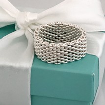 Size 8 Tiffany &amp; Co Somerset Mesh Weave Sterling Silver Unisex Ring - $293.25