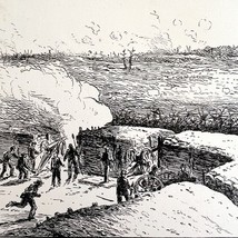 Besieging Yorktown Civil War Battle Scene 1882 Victorian Military Art DWAA8 - $373.29 MXN