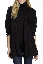 New Womens NWT Pleione Crochet Cardigan S Open Black Small Jacket Nice S... - £124.55 GBP