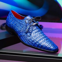 Men's Shoes genuine caiman crocodile dress derby Lacio Electric Blue image 7