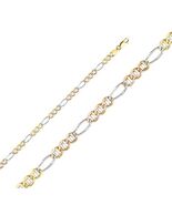Dimaya 14k Tri-tone Gold 3.9mm Ficonucci Unisex Chain Bracelet (7.5") - $809.00