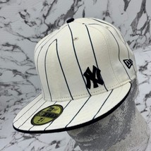 Men's New Era Cap Off White | Navy Pinstripes NY Yankees Flawless 59FIFTY - £47.16 GBP