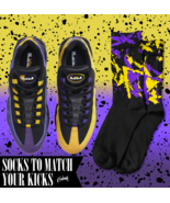 SPLATTER Socks for N LeBron Air Max 95 Home Team Lakers Court Purple Yellow - £16.17 GBP