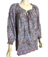 NWT Talbots Woman Light Blue, Pink, White Paisley 3/4 Sleeve Peasant Top 3X - $37.99
