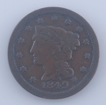 1849 Grand Cents 1C, Fin État, Marron Couleur, Fort Détail pour Grade - $52.94 CAD