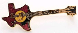 Hard Rock Cafe Houston Guitar Pin Texas State Shape Red Rock Music Theme... - $12.99