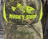 Musky Shop Skeleton Fishing Neon Green Real Tree Camo Adjustable Trucker... - $11.64