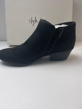 Style &amp; Co Wiley Ankle Booties Shoes Boots Black Micro Size 8.5 M New - £12.57 GBP