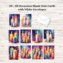10 - Blank Note Cards (4x 5.12)  with Envelopes - All Occasion - Candles - £11.81 GBP