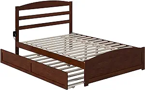 AFI Warren Full Size Platform Bed with Footboard, Twin Trundle, &amp; Chargi... - $655.99