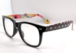 Vista First Retro Eyeglasses Black Heart &amp; Floral Temples Frames Only ES... - $25.50