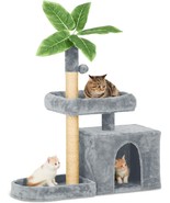 31.5" Cat Tree Cat Tower for Indoor Cats Grey with Green Leaves ~NEW~ - $1,121.40 MXN
