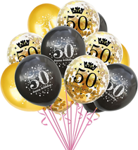SHUNTAI 50Th Birthday Balloons Black and Gold 50Th Birthday Decorations ... - £9.17 GBP