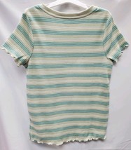 Girls L (10/12)  Short Sleeve Mini Waffle Shirt - Cat & Jack Sage Stripe  image 3