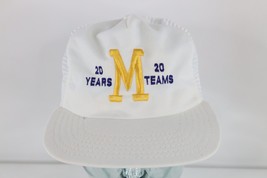 Vtg 80s New Era Spell Out University of Michigan Trucker Hat Snapback White USA - £31.25 GBP