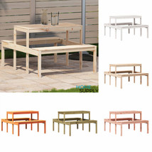 Modern Wooden Outdoor Garden Patio Wood Picnic Dining Table With 2 Bench... - £137.34 GBP+