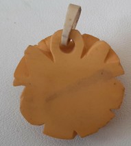 ROSE Pendant Butterscotch Bakelite Deeply Carved  1 1/4&quot; Diameter Tested Vintage - £14.26 GBP