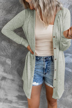 Solid Color Open-Front Buttons Cardigan - $14.10