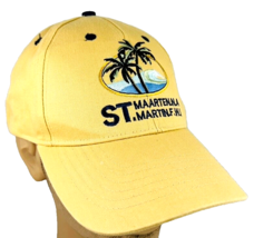St Maarten Na St Martin FWI Baseball Hat Cap Palm Trees Beach Waves Tan Adjust - £23.44 GBP