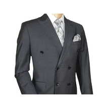 Men Suit BERLUSCONI Turkey Italian Wool 180's Double Breasted UGS94-14 Charcoal image 4