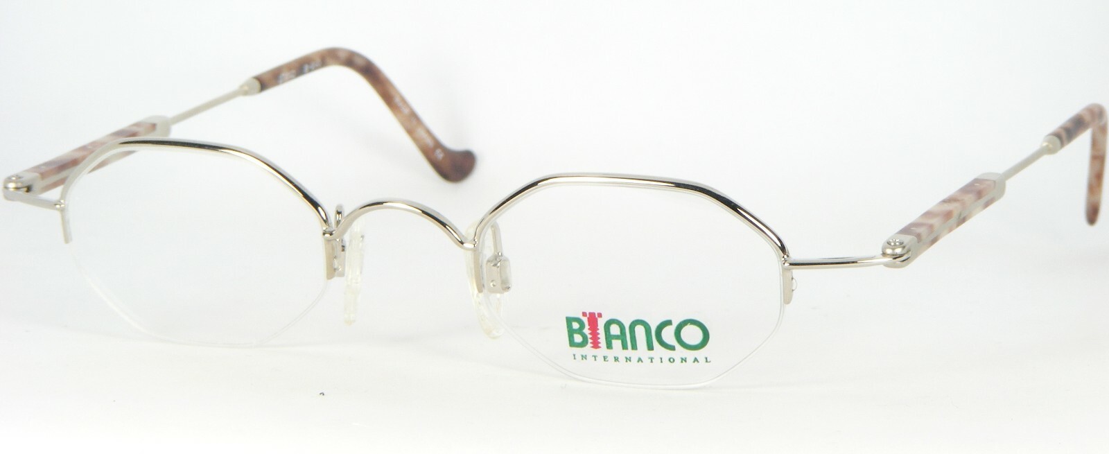 BIANCO International B-040 SILVER EYEGLASSES GLASSES HALF RIM FRAME 42-2... - $156.42