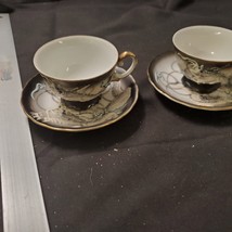 2 Japanese Moriage Dragonware. Bone China Cups &amp; Saucers, Blue Eyes. 4 P... - $46.55