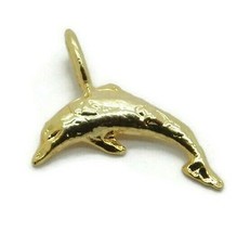 14K Yellow Gold Dolphin Charm Pendant - £63.69 GBP