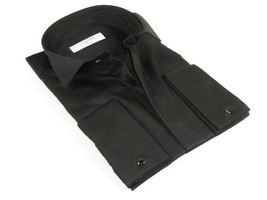 Mens CEREMONIA Tuxedo Formal Shirt 100% Cotton Turkey Slim Fit #stn 15 aty black - £47.94 GBP