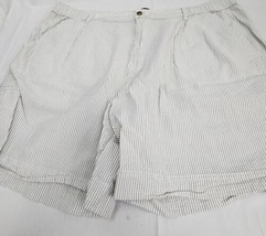 Saddlebred Shorts Mens Size 42&quot; Gray Striped Seersucker Cotton Comfort Flex - £7.64 GBP