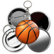Basketball ball pinback flair pin back button badge fridge refrigerator ... - £6.26 GBP